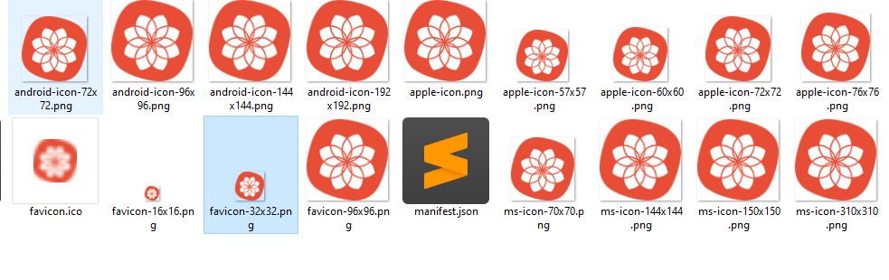 Nhiều kích thước cho favicon