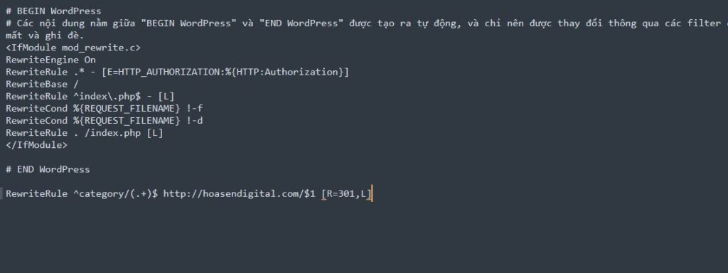Thêm đoạn code vào file .htaccess