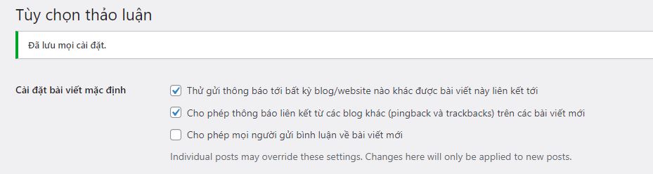 Tắt comment trong admin website