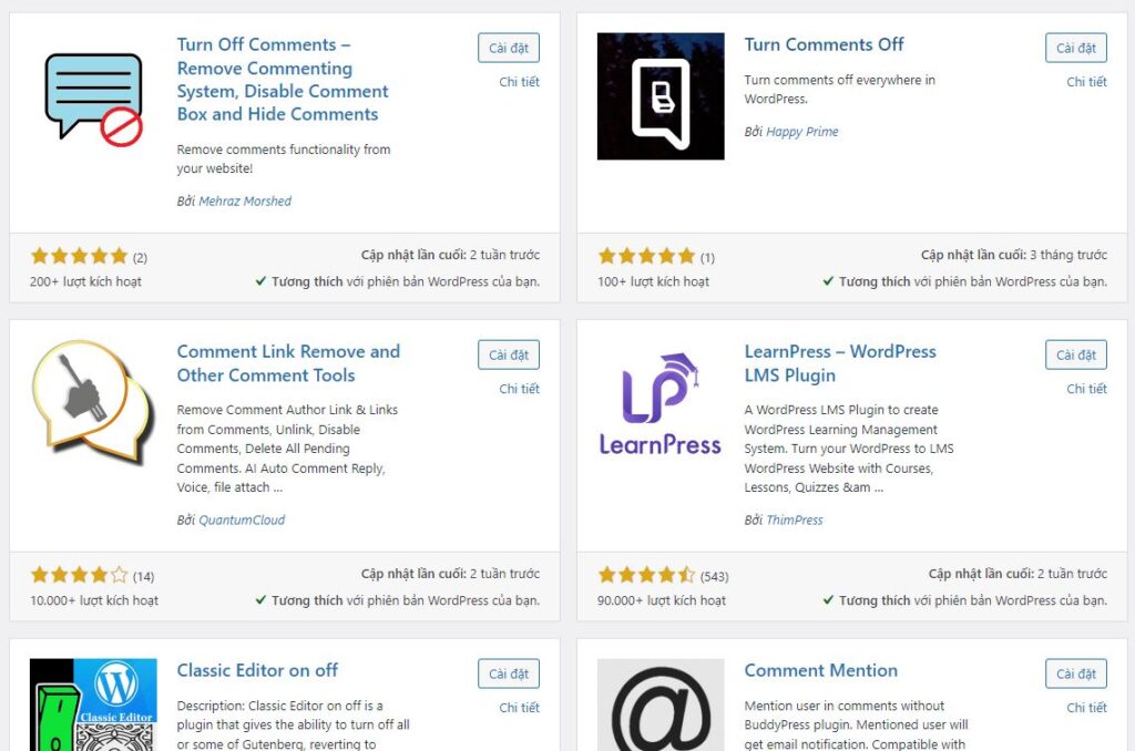 Tắt comment WordPress với một vài plugin