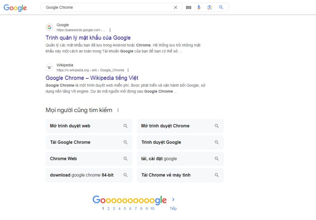 Kết quả tìm kiếm trên Google được phân trang theo kiểu truyền thống