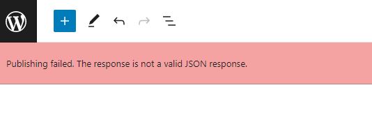 Lỗi Publishing failed. The response is not a valid JSON response